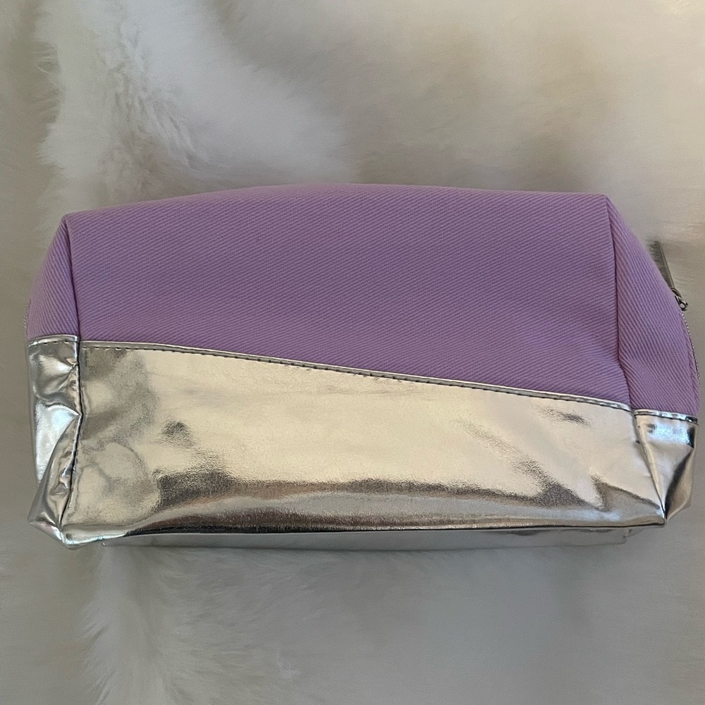 NWOT Lancôme purple and silver cosmetic bag